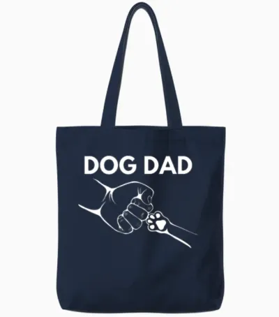 Dog Dad - Dog Fist Bump - White Tote Bags - Navy