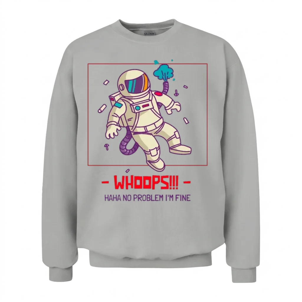 Astronaut Cartoon Art Unisex Sweatshirt - Ash