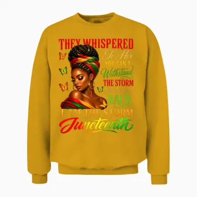 Juneteenth Shirts Women Girls Black African America Freedom Unisex Sweatshirt - Gold