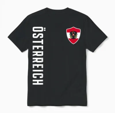 österreich Flagge Adler Fan Austria Wappen Patriotisches Unisex T-Shirt - Black