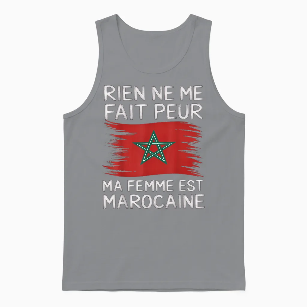 My Wife Is Moroccan Funny Gift Married Morocco Humour Unisex Tank Top in Sport Grey