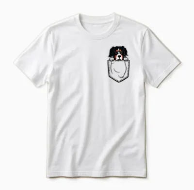 Fake Pocket - Berner Sennen Hund Welpe Unisex T-Shirt - White