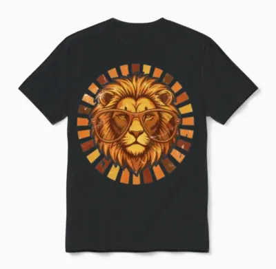 Sunburst Lion Retro Shades Unisex T-Shirt - Black