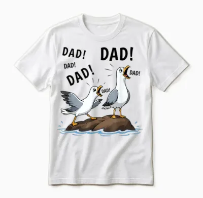 Papa Möwe Funny Daddy Möwen Vatertag Humor Cool Unisex T-Shirt - White