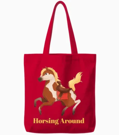 Cut Mare Horse Tote Bags - Red