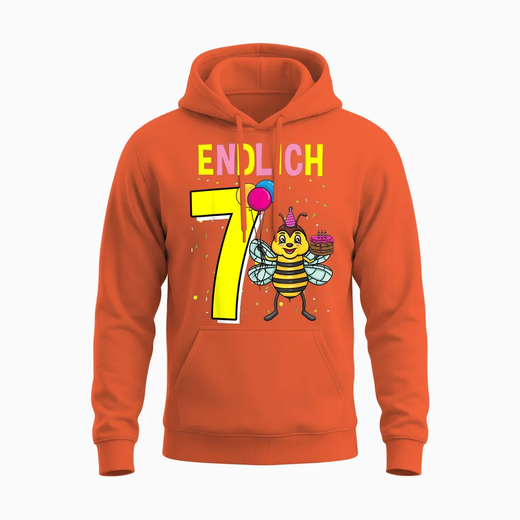 Geschenk 7 Jahre Alt Kinder Bienen Geburtstag Unisex Hoodie in Orange