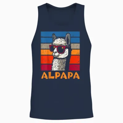 Funny Dad Alpapa Llama Alpaca Father's Day Gift T-Shirt, Black, S Unisex Tank Top - Navy