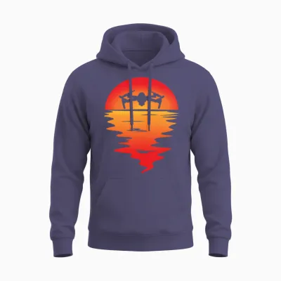Drone Sunset Retro Unisex Hoodie - Heather Sport Dark Navy