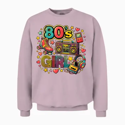 Fun Times Girl's 80s Retro Roller Skates Unisex Sweatshirt - Light Pink