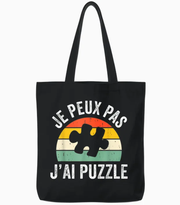 Je Peux Pas J'ai Puzzle Pièce Puzzles De Loisir Tote Bags in Black