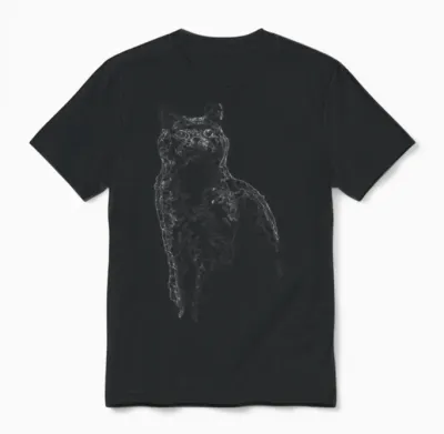 Cat Line Art Unisex T-Shirt - Black