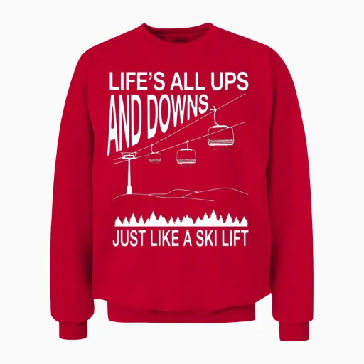 Great Ski Lift Saying Cable Car Lover Unisex Sweatshirt - Red