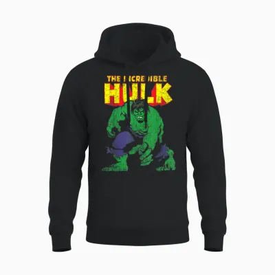 Marvel Classic the Incredible Hulk Distressed Portrait T-Shirt Small Unisex Hoodie - Black