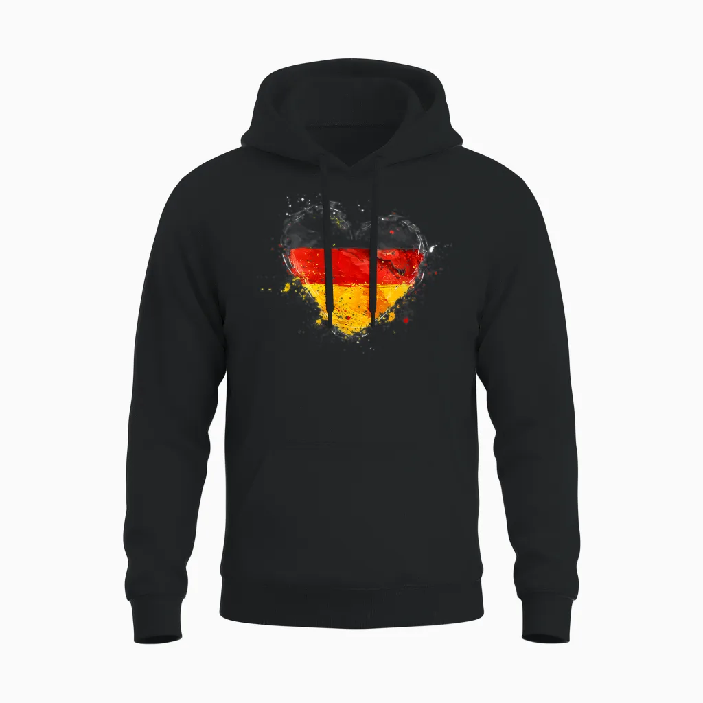 Deutschland Deutsche Flagge Herz Unisex Hoodie in Black