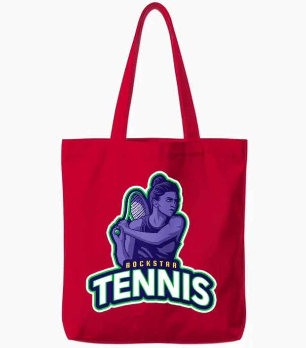 Tennis Rockstar Tote Bags in Red