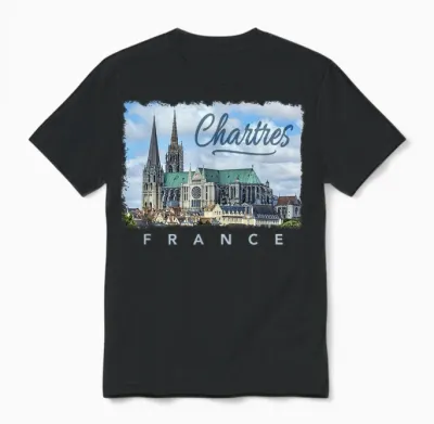 Cathedral Chartres France Unisex T-Shirt - Black