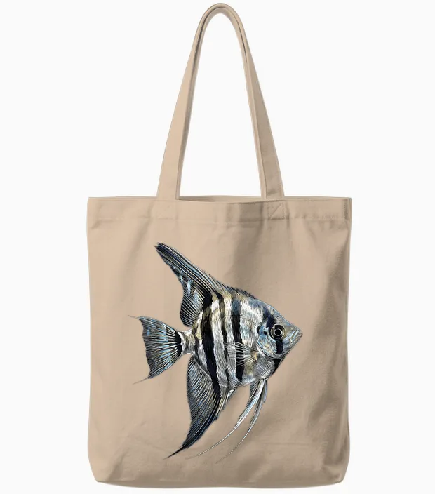 Angelfish Pterophyllum Süßwasser Aquarium Fischhalter Tote Bags in Natural