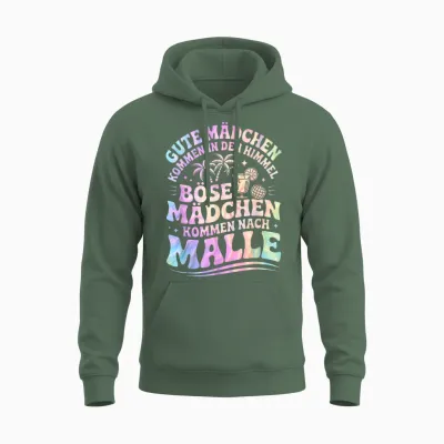 Malle Outfit Girls' Evening Party Holiday Women's Slogan Mallorca Unisex Hoodie - Military Green