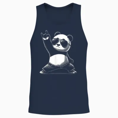 Retro Panda Rock and Roll Musik Lustiger Panda Unisex Tank Top - Navy