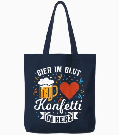Beer in the Blood Confetti in the Heart Carnival Fancy Dress Tote Bags - Navy