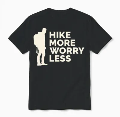 Hike More Worry Less Hiking Unisex T-Shirt - Black