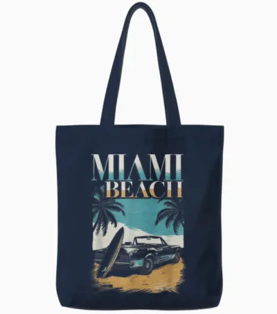 Miami Women's Retro Florida Miami Beach Usa Tote Bags - Navy