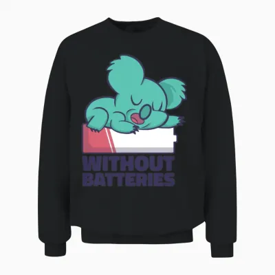 Without Batteries Retro Unisex Sweatshirt - Black