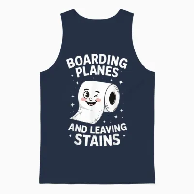 Boarding Planes and Leaving Stains Toilet Unisex Tank Top - Navy
