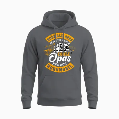 Men's Camper Camping Womo Transit Van Cool Grandpa Driving Caravan T-Shirt, Black, S Unisex Hoodie - Charcoal