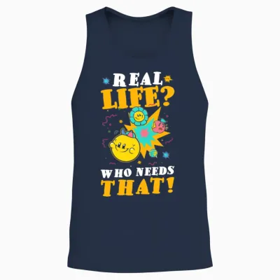 Retro Art Style Fan Unisex Tank Top - Navy