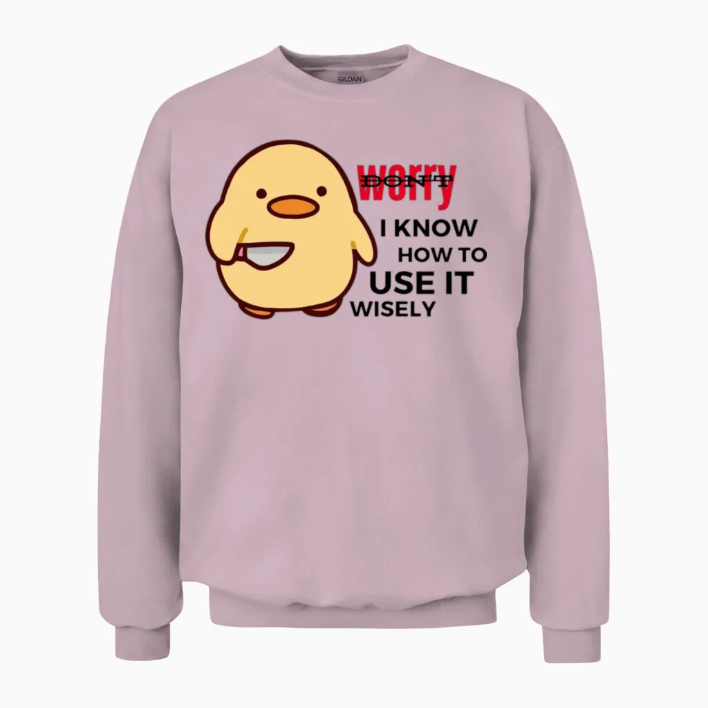 Funny Duck Unisex Sweatshirt in Light Pink