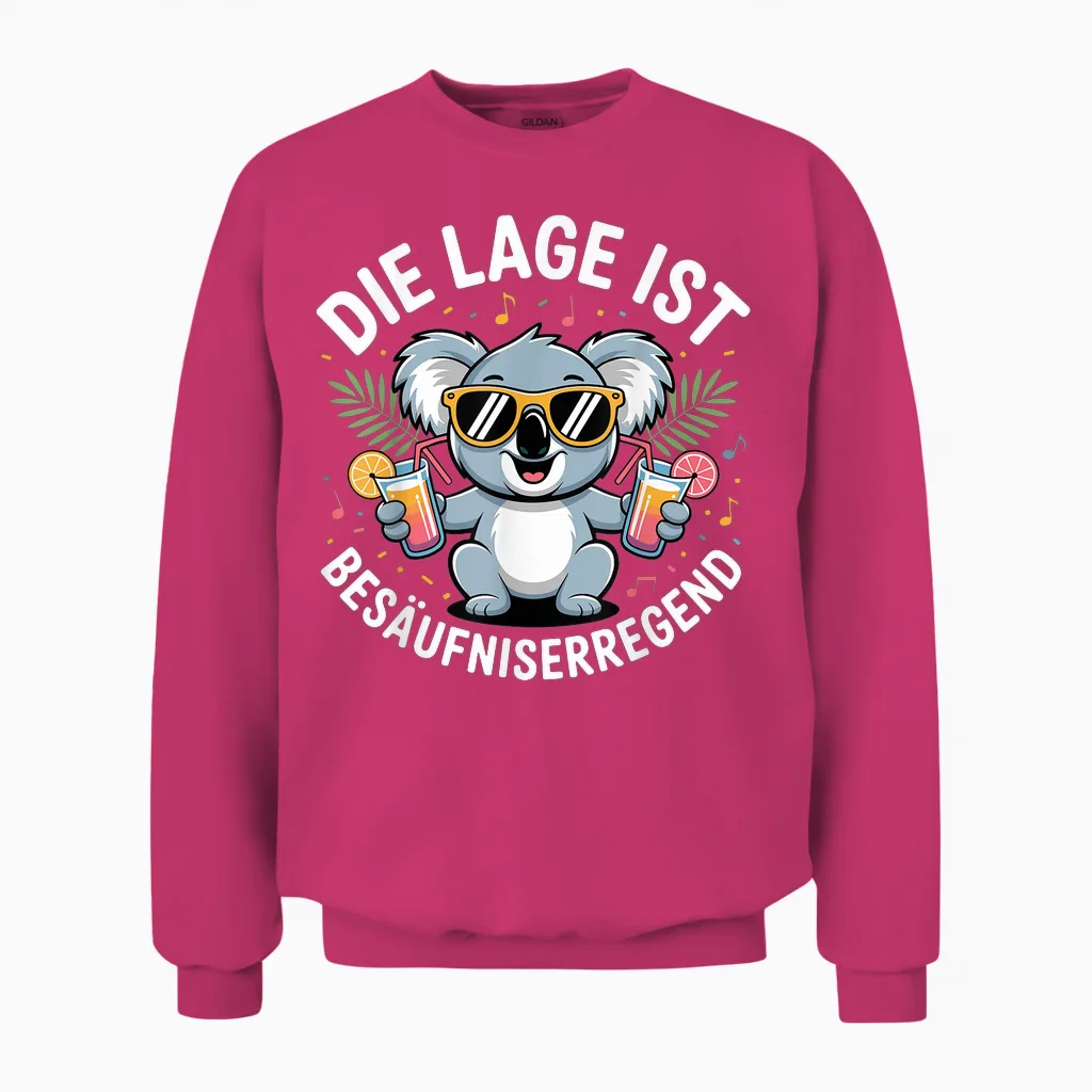 Die Lage Ist Besäufniserregend Malle T-Shirt Damen Koala Unisex Sweatshirt in Heliconia