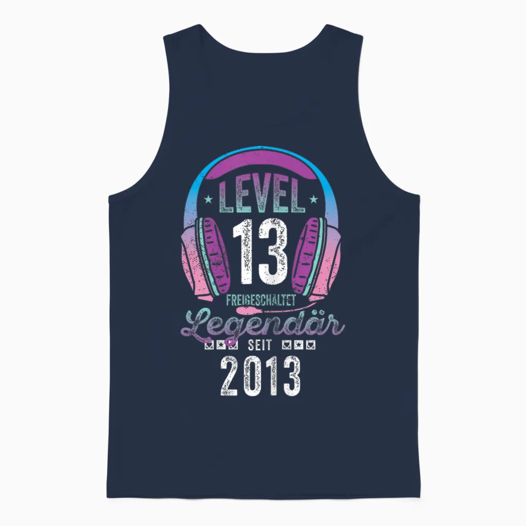 Level 13 Years Girl's Birthday Gamer Girl Teenager 2013 Unisex Tank Top in Navy