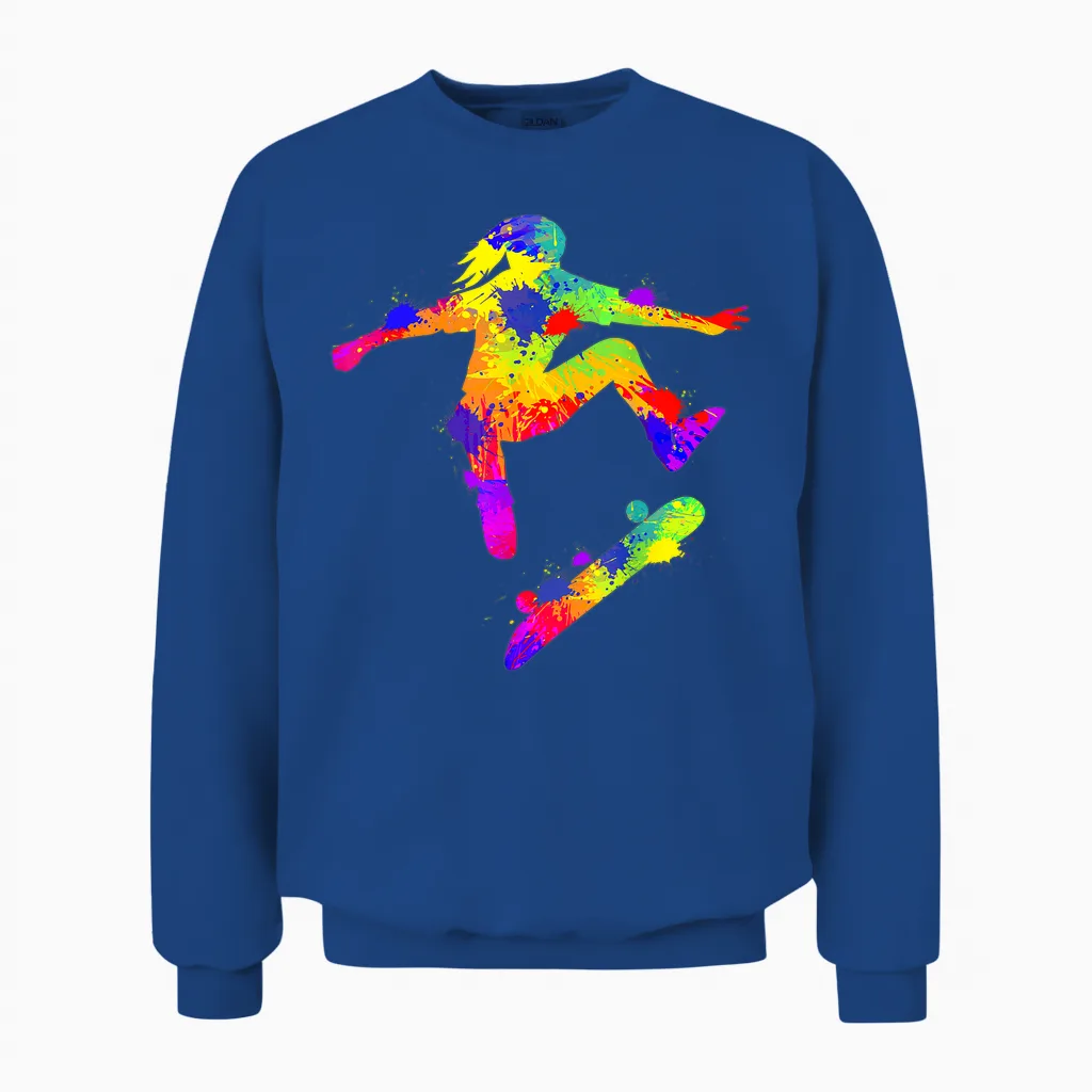 Skater Girl Skateboard Skateboarder Mädchen Unisex Sweatshirt in Royal
