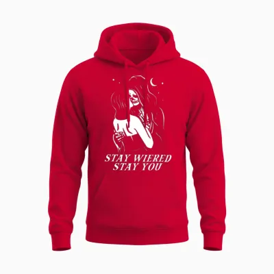 Stay Weird Lazy Halloween Costume Funny Skeleton Unisex Hoodie - Red