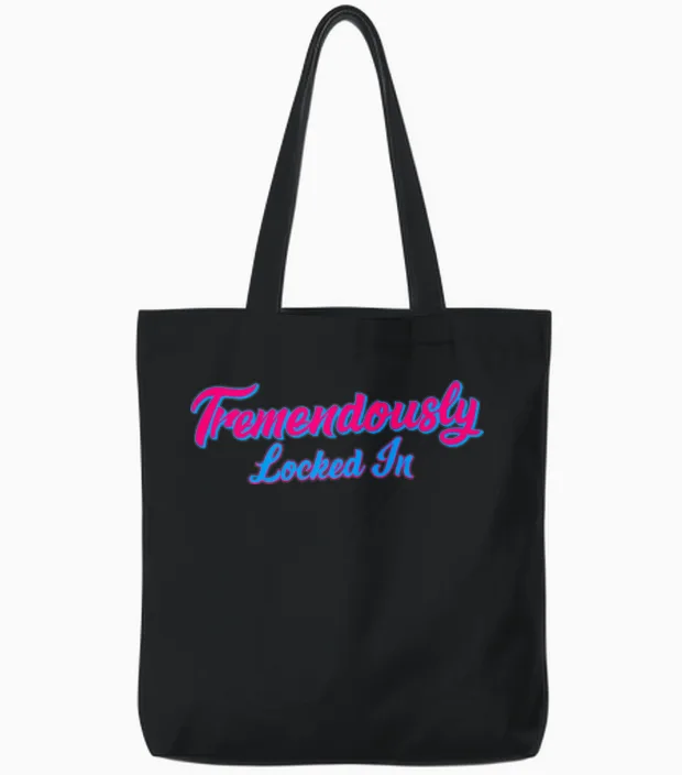Tremendously Locked In Tote Bags in Black