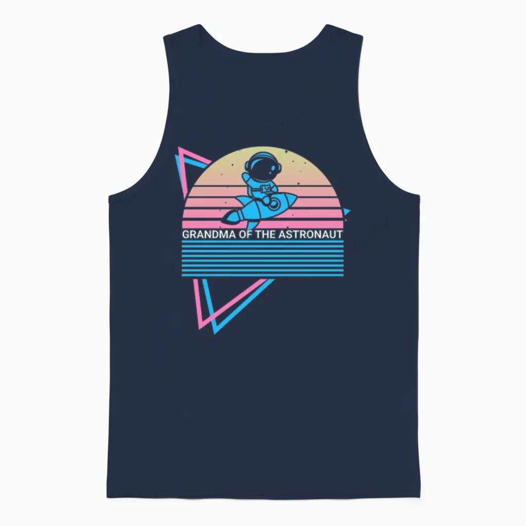 Astronaut Retro Unisex Tank Top in Navy