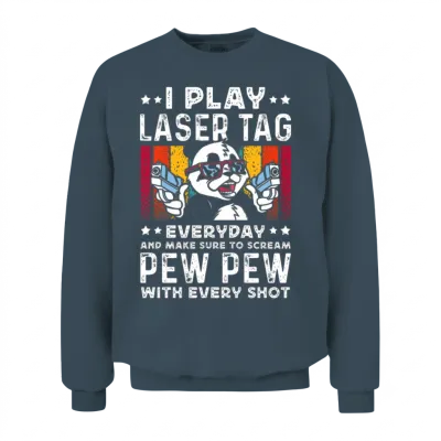 Laser Tag Panda Pew Pew Unisex Sweatshirt - Dark Heather