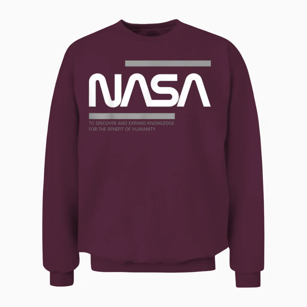Nasa Worm White Grey Unisex Sweatshirt in Maroon