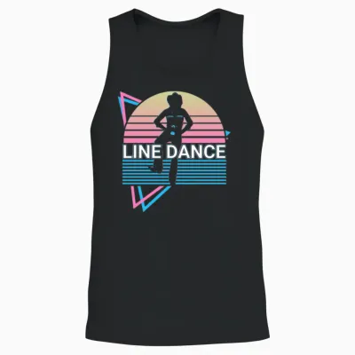 Line Dance Retro Unisex Tank Top - Black