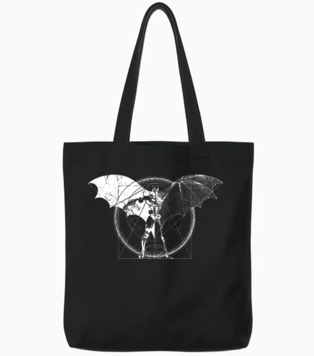 Batman Dark White Wings Tote Bags in Black