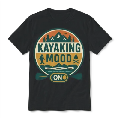 Kayaking Mood Emblem Unisex T-Shirt - Black