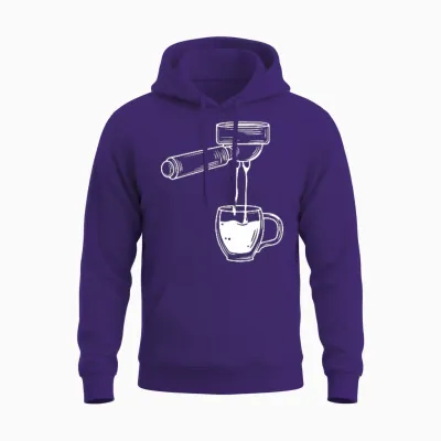 Retro Portafilter Motif for Coffee Lovers and Barista Unisex Hoodie - Purple
