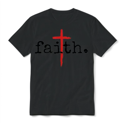 Faith Christian Cross Design Unisex T-Shirt - Black