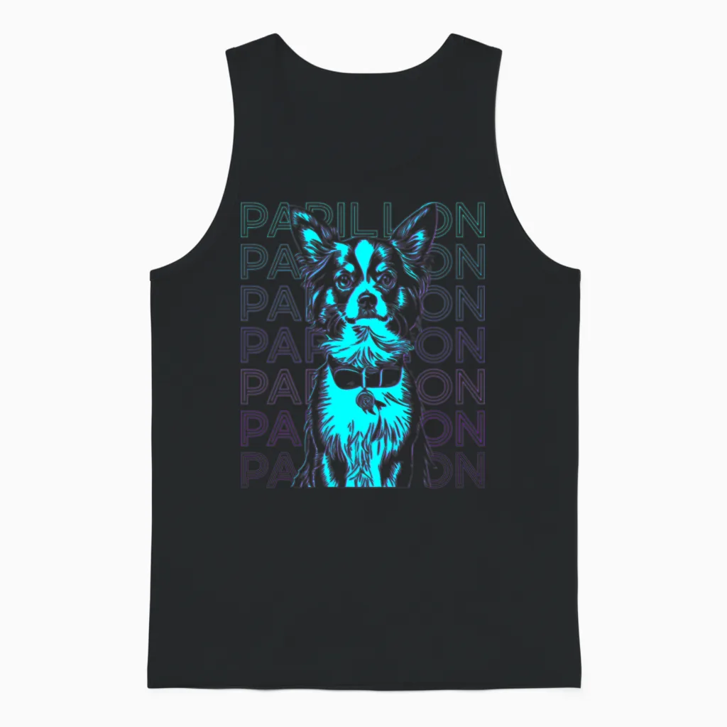 Papillon Dog Retro Lovers Gift Unisex Tank Top in Black