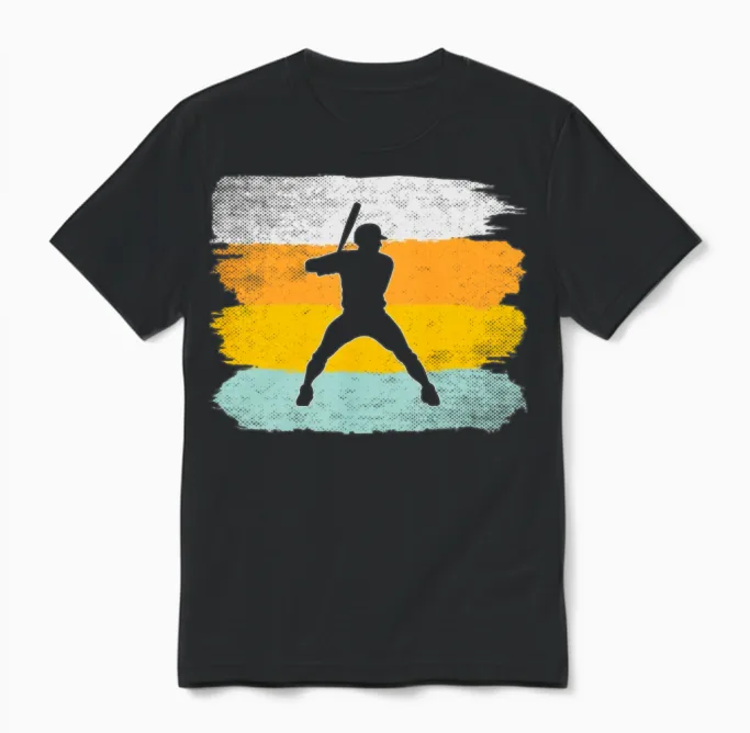 Baseball Retro & Softball Unisex T-Shirt in Black