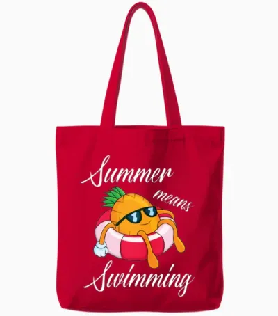 Funny Swimming Pineapple Tote Bags - Red