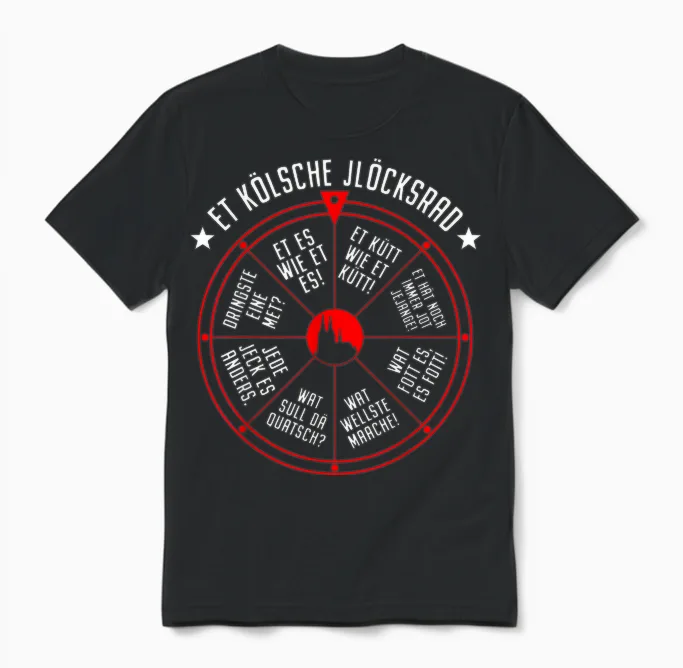 Cologne Lucky Wheel Et Kölsche Jlöcksrad Et Kütt Cologne Carnival T-Shirt, Black Unisex T-Shirt in Black
