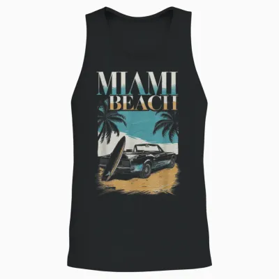 Miami Women's Retro Florida Miami Beach Usa Unisex Tank Top - Black