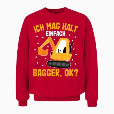 Bagger Shirt | Jungen Baustellen Shirt Jungs | Jungen Bagger Unisex Sweatshirt - Red
